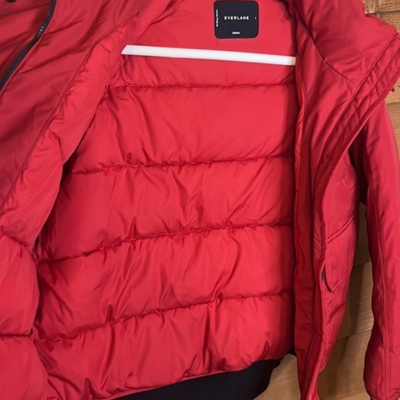 Everlane Renew red puffer heavyweight bomber jacket hood parka coat zipper - Picture 7 of 7